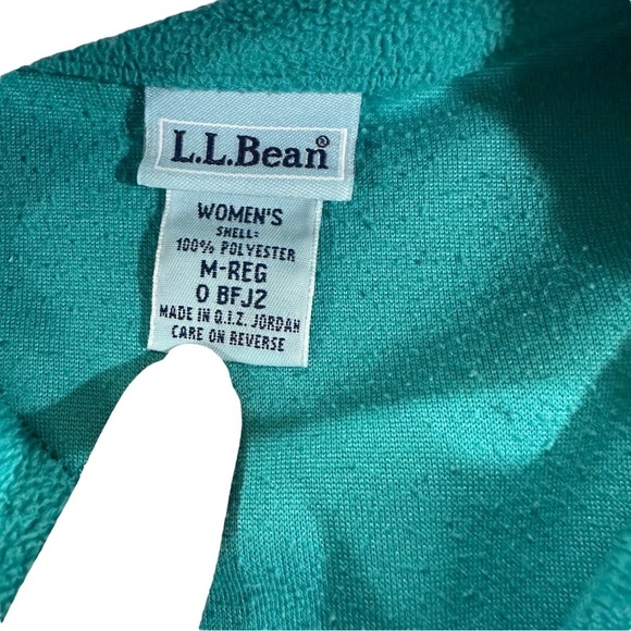 LL Bean Women Turquoise Full Zip Long Sleeve Lightweight Fleece Jacket Sz Medium - Picture 9 of 9
